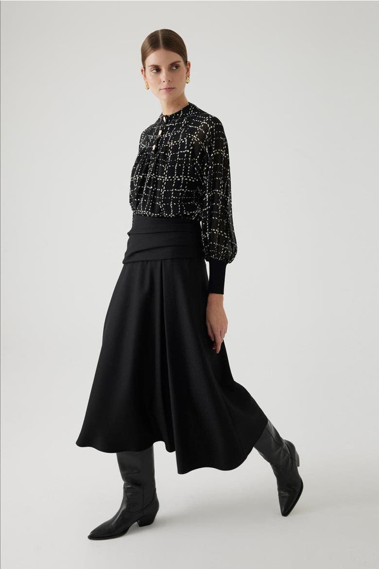 Amboree Plaid Lined Chiffon Blouse, Alternate, color, CREAM-BLACK