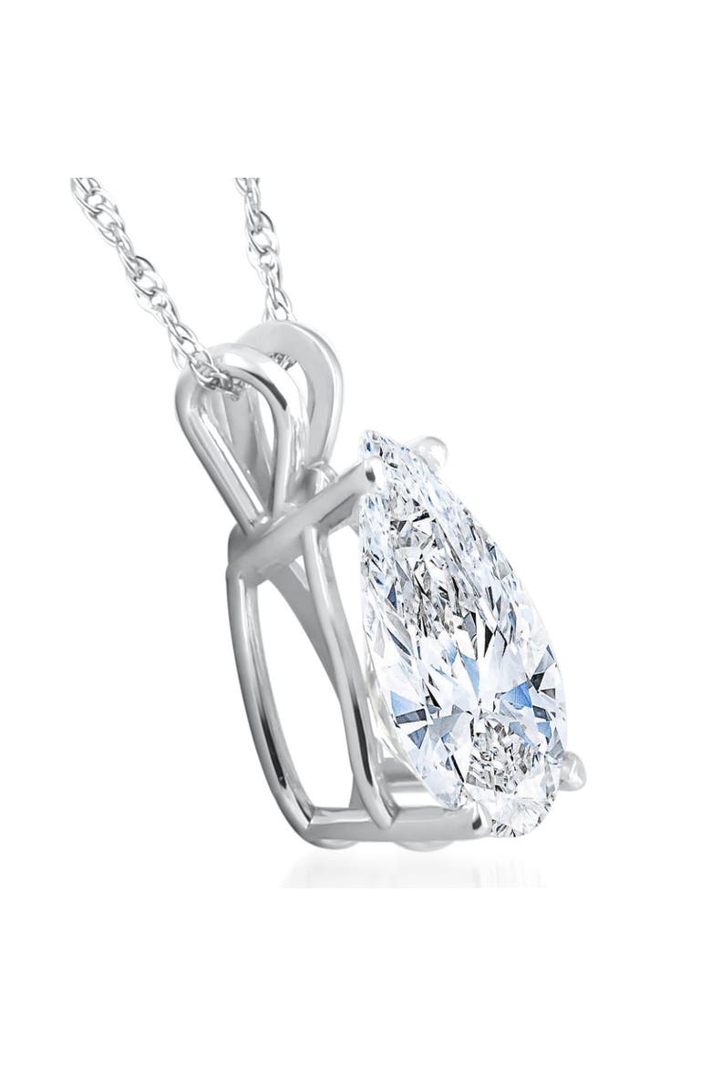 3.03Ct Pear Shape Solitaire Diamond Necklace Pendant Lab Grown Certifed 14k Gold, Alternate, color, 14k White Gold