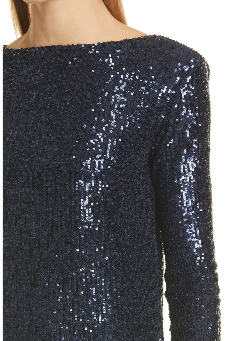 Long Sleeve Sequin Jersey Minidress, Alternate, color, 4240 MARINE