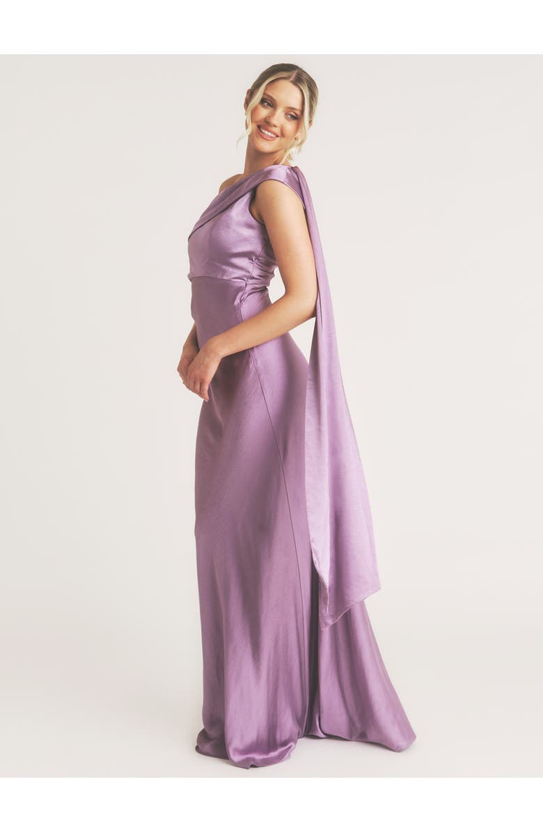 Six Stories One Shoulder Drape Bridesmaid Dress, Alternate, color, Orchid
