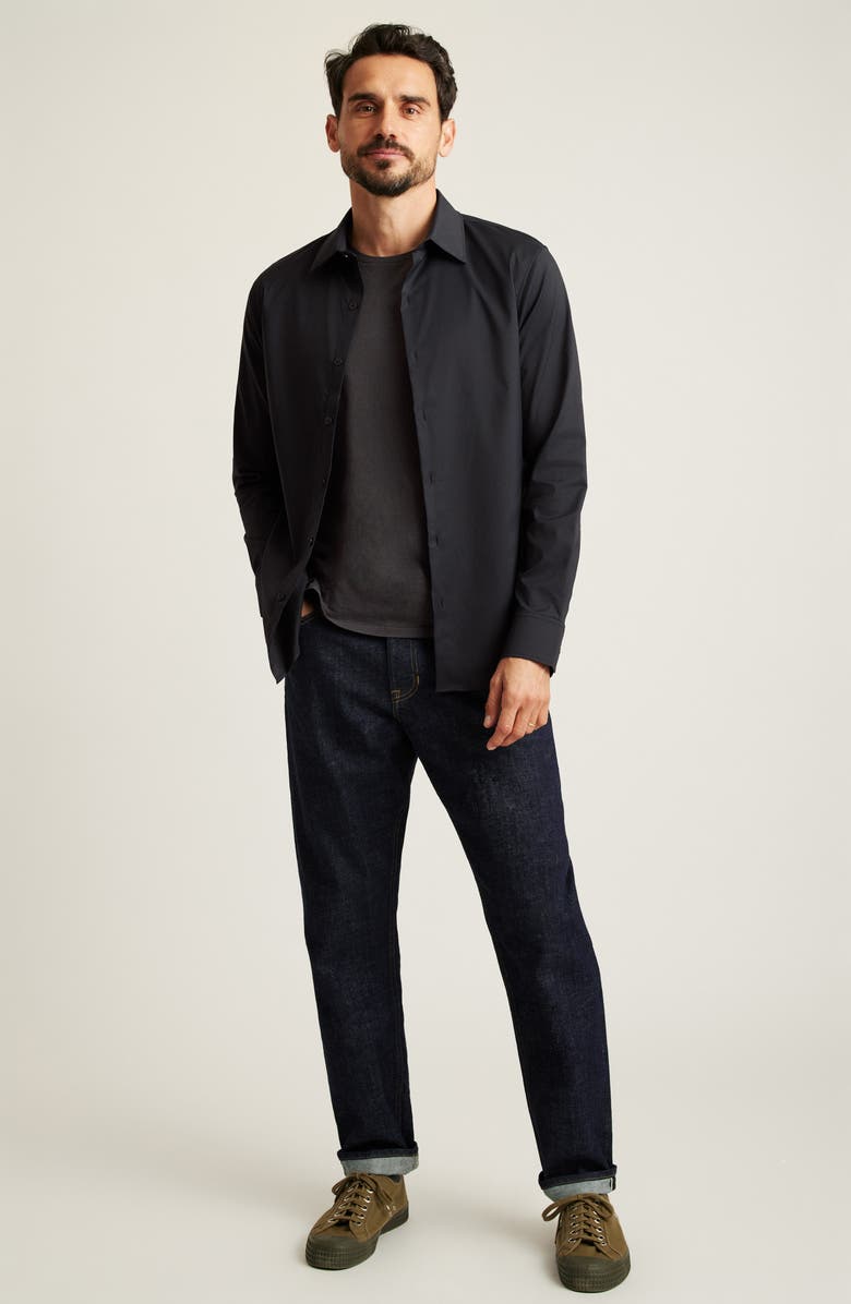 Bonobos Solid Black Woven Nylon Blend Button-Up Shirt, Alternate, color, Jet Black