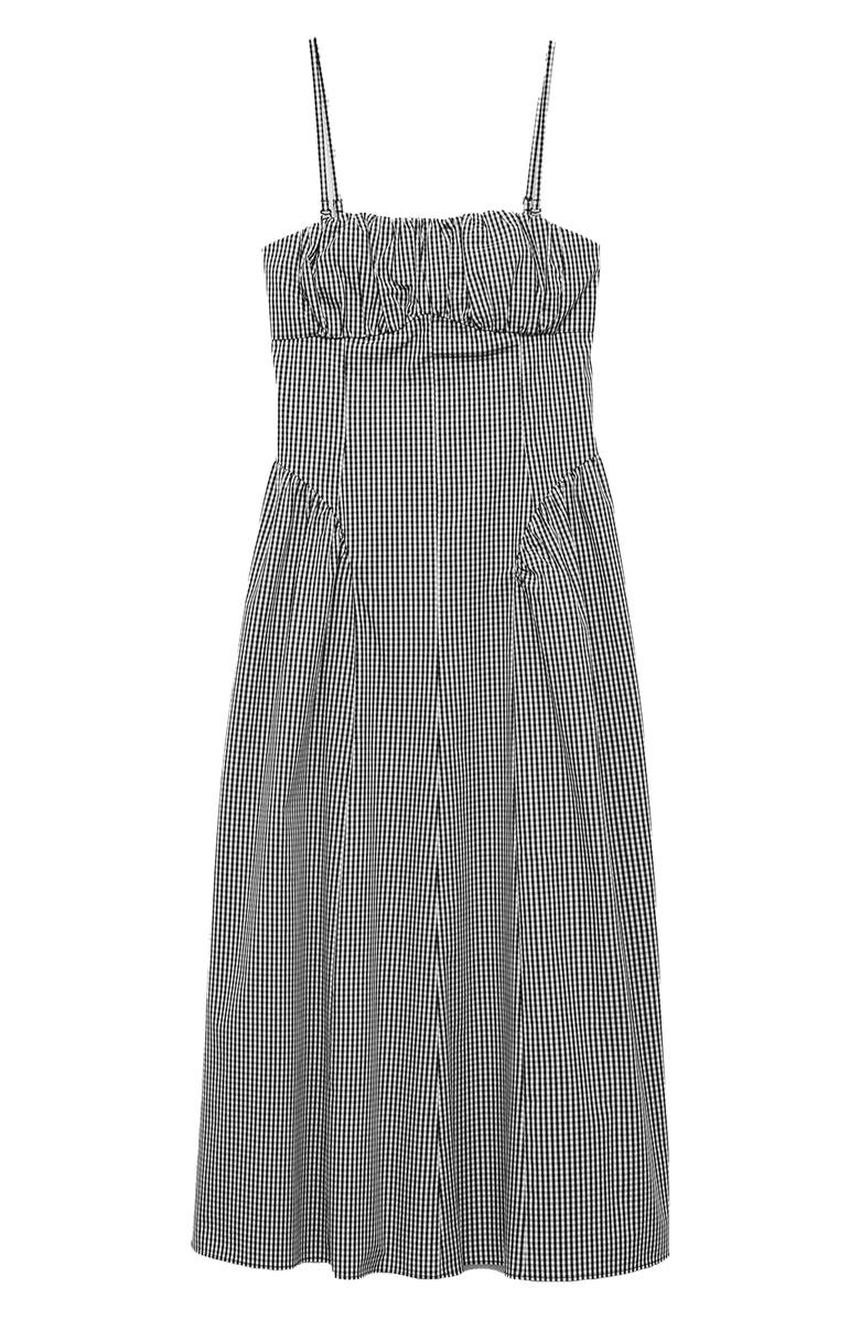 MANGO Zelda Gingham Midi Sundress, Alternate, color, Black