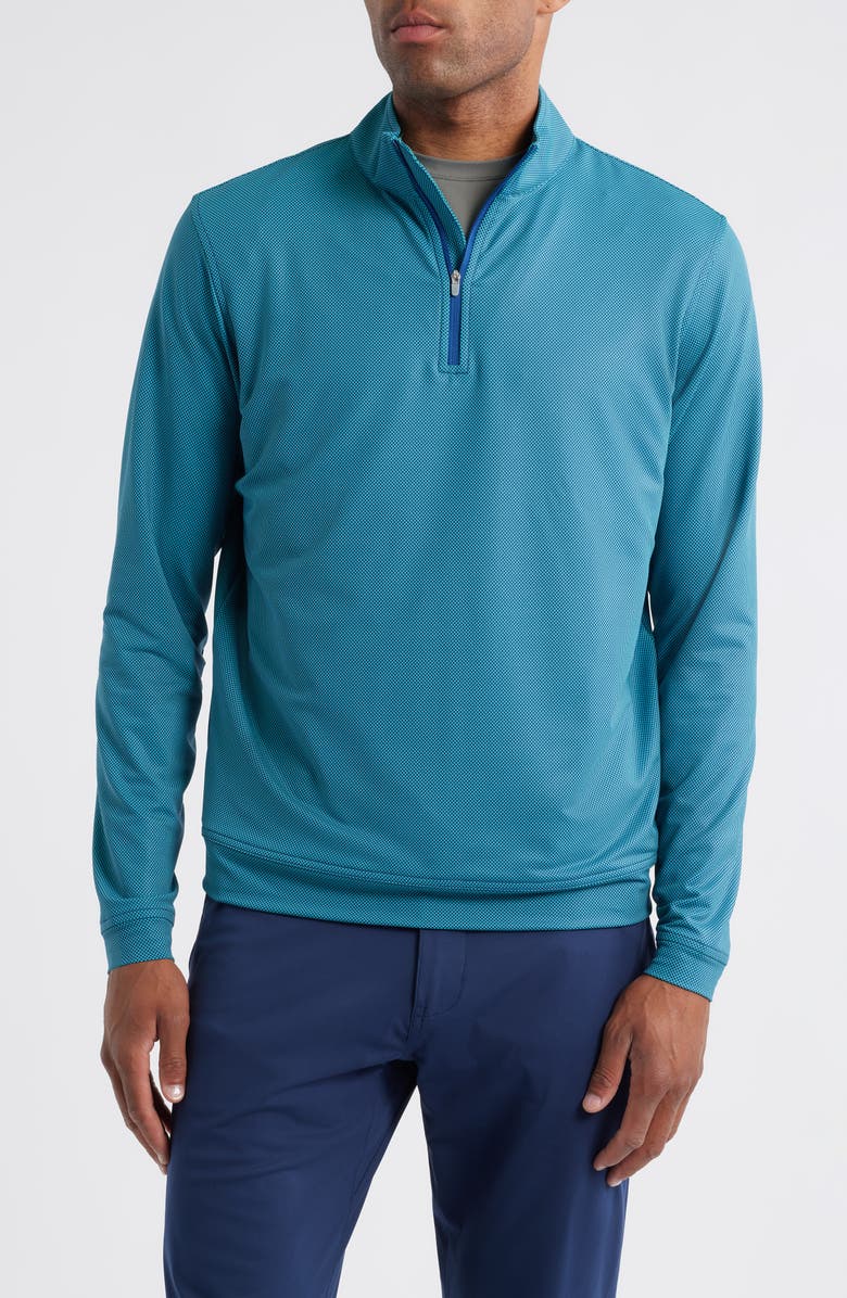Peter Millar Perth Bird's Eye Performance Quarter Zip Pullover, Main, color, Sport Navy