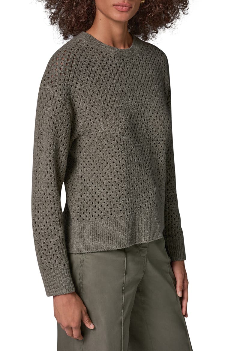 Open Stitch Crewneck Sweater, Alternate, color, SAGE