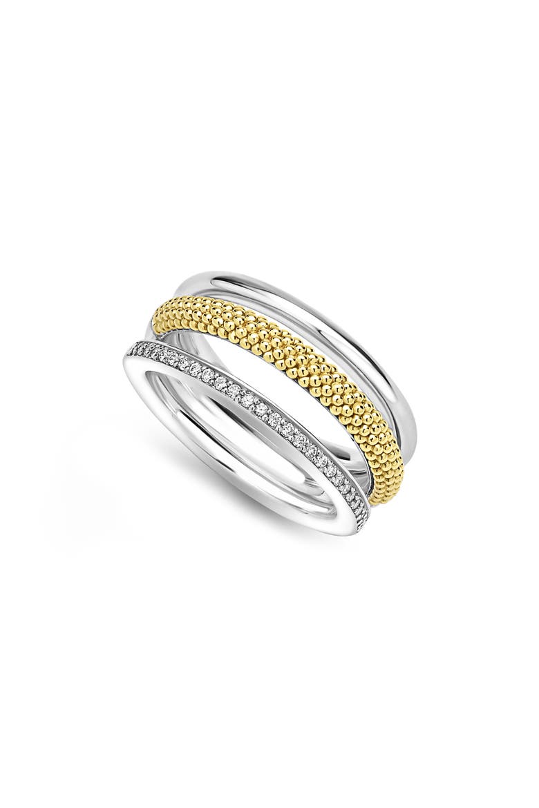 Caviar Lux Pavé Diamond Ring, Alternate, color, TWO-TONE