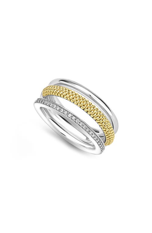 Lagos Caviar Lux Pavé Diamond Ring In Two-tone