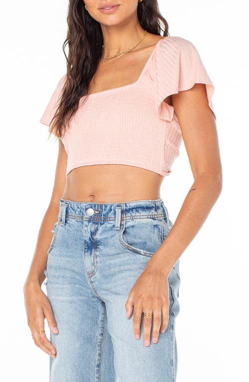 Roxy Sandy Beach Smocked Twist Reversible Crop Top In Rose Cloud Solid