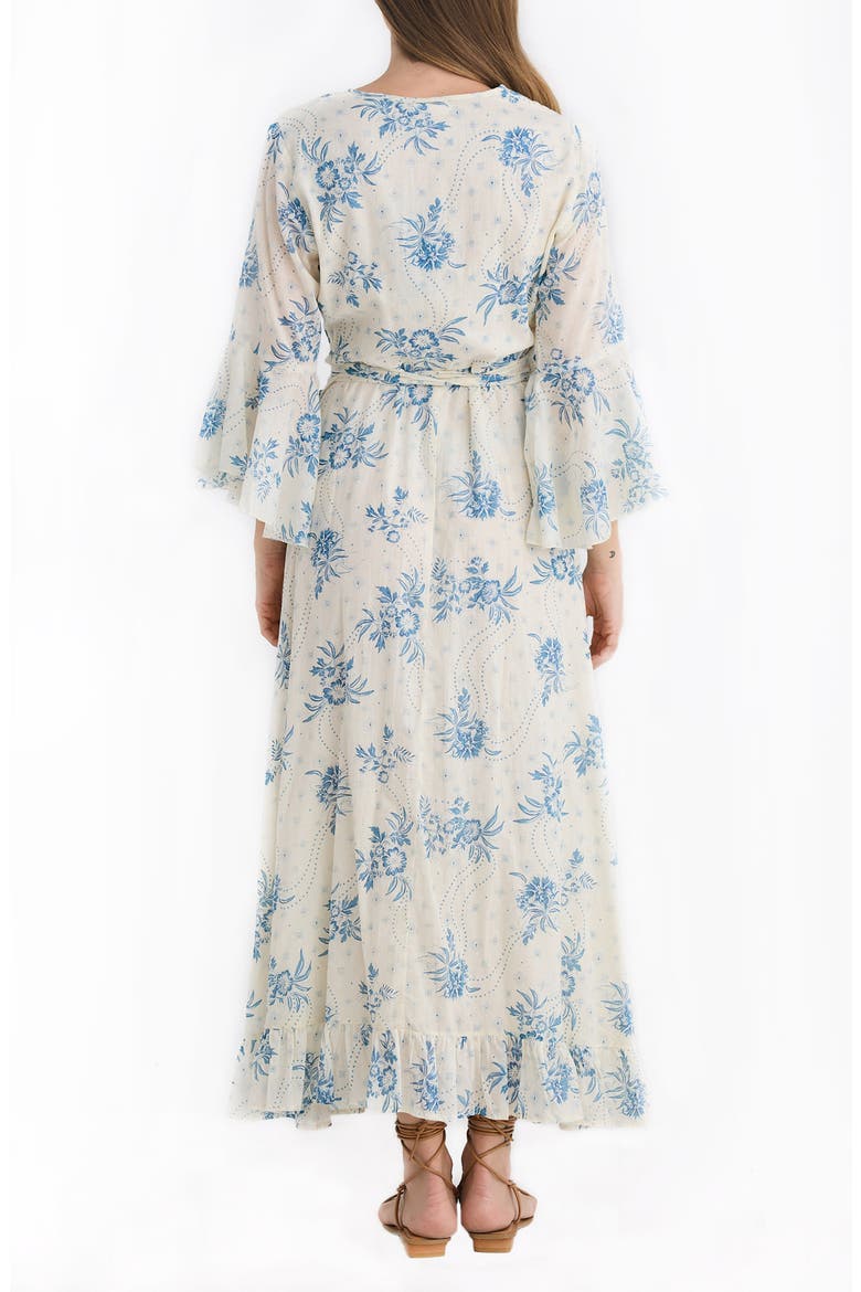Carly Print Wrap Maxi Dress, Alternate, color, BLUEBELLE/ IVORY