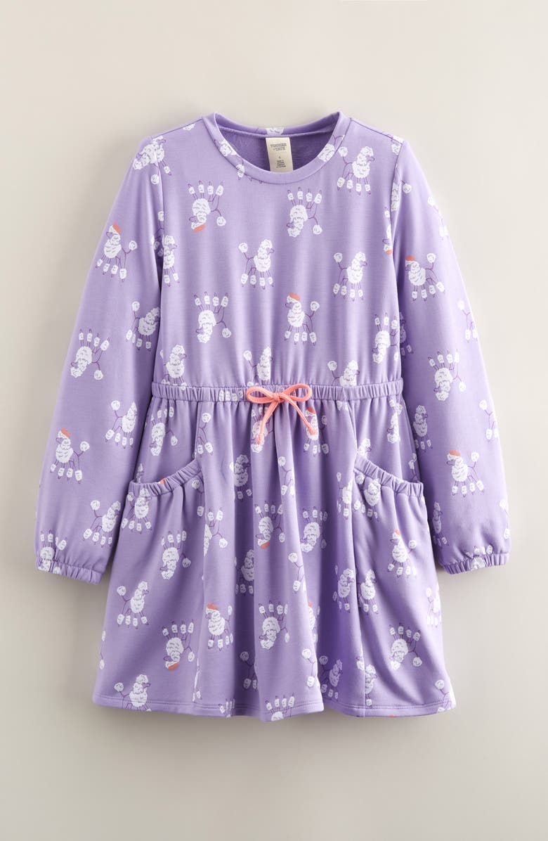 Tucker + Tate Kids' Easy Pocket Long Sleeve Dress, Main, color, Purple Bonnet Poodles