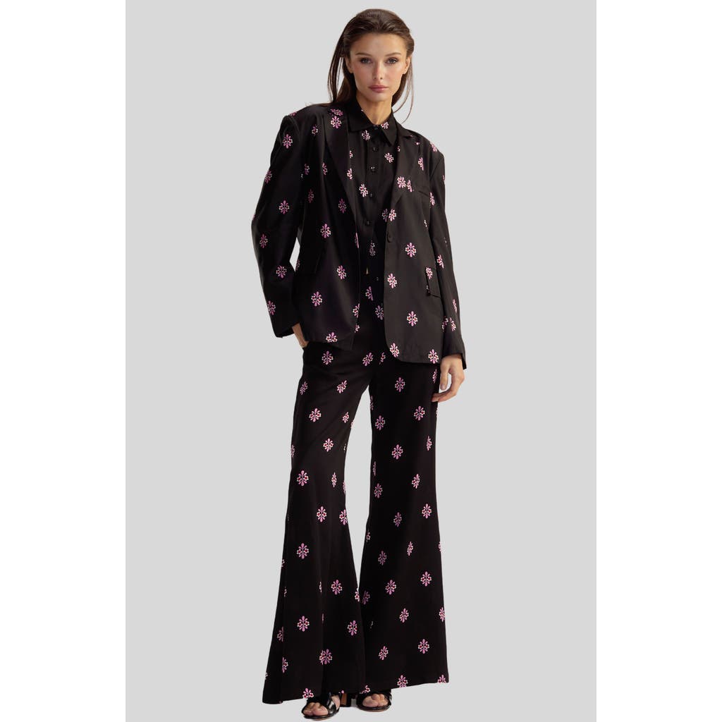 Cynthia Rowley Blake Silk Twill Blazer In Black Multi