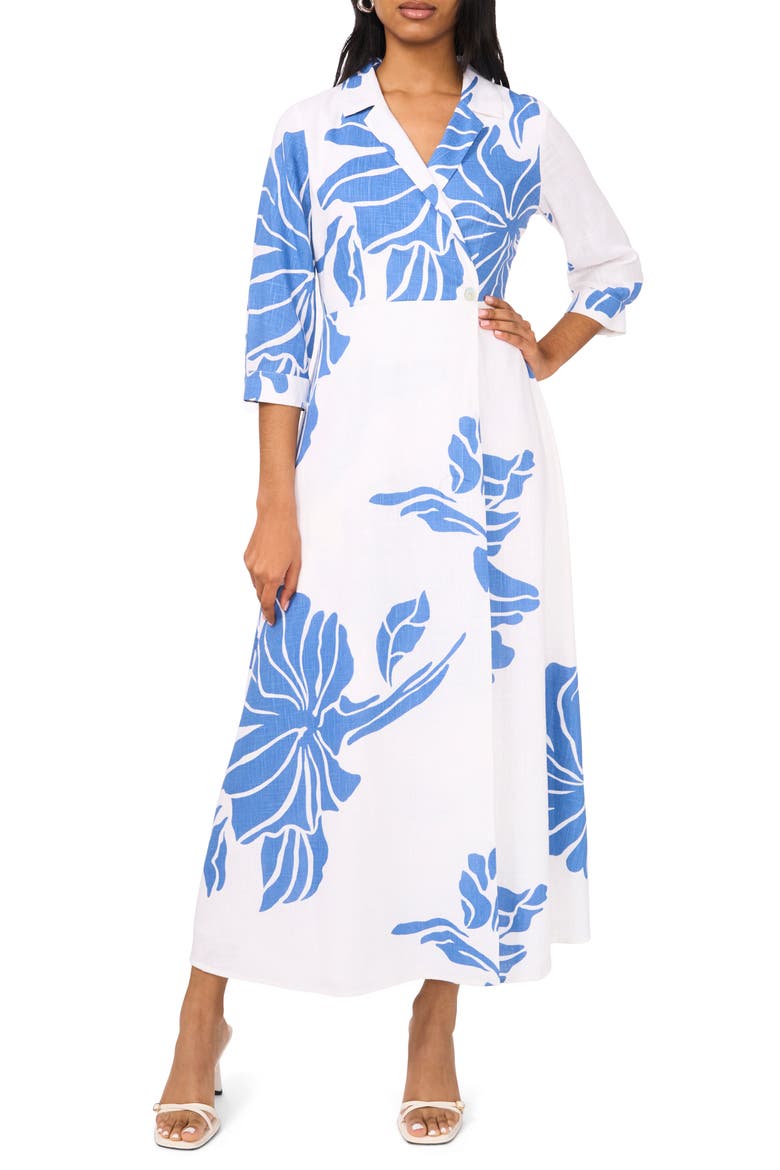 Floral Wrap Front Maxi Dress, Main, color, FEDERAL BLUE