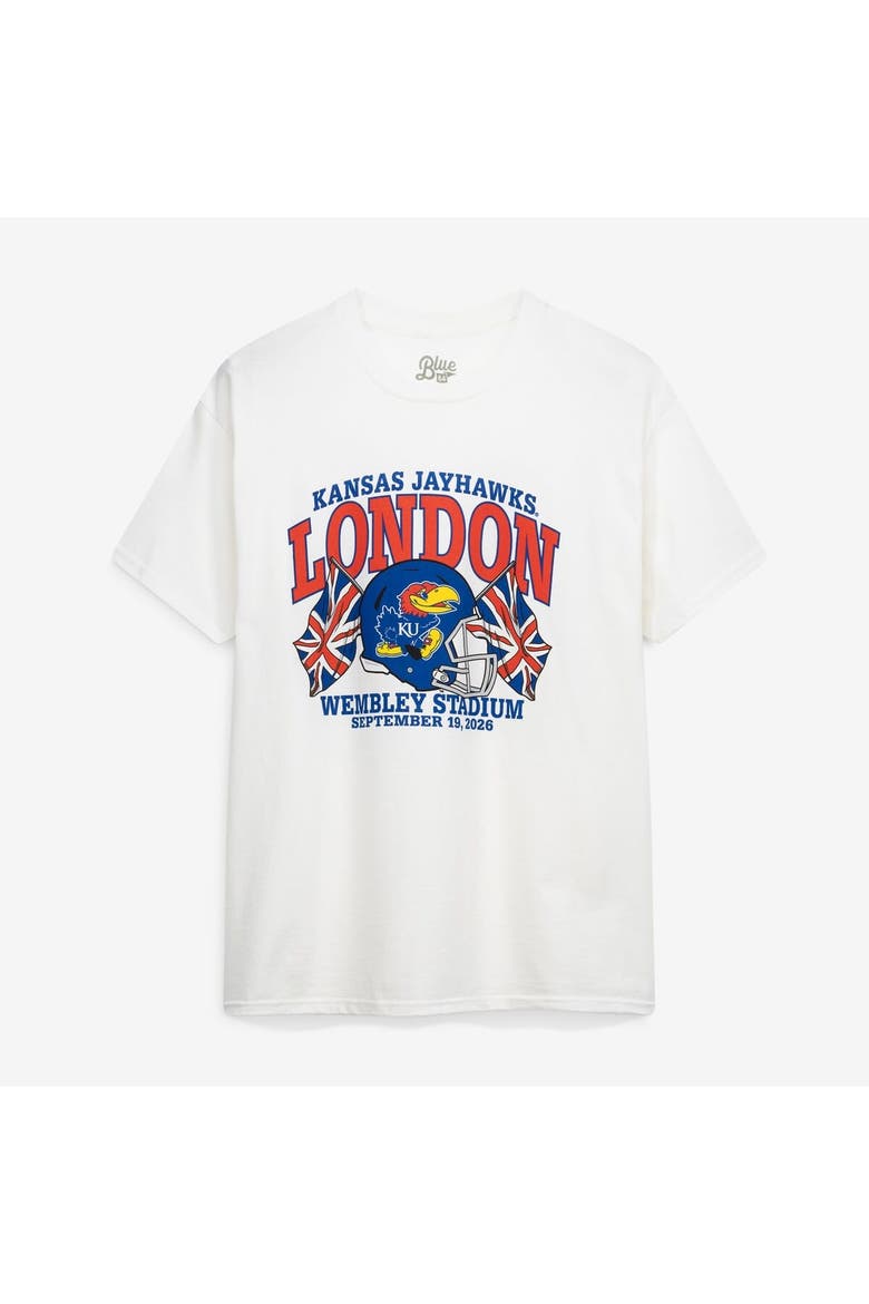 Unisex Blue 84 White Kansas Jayhawks 2026 Union Jack Classic T-Shirt, Main, color, White