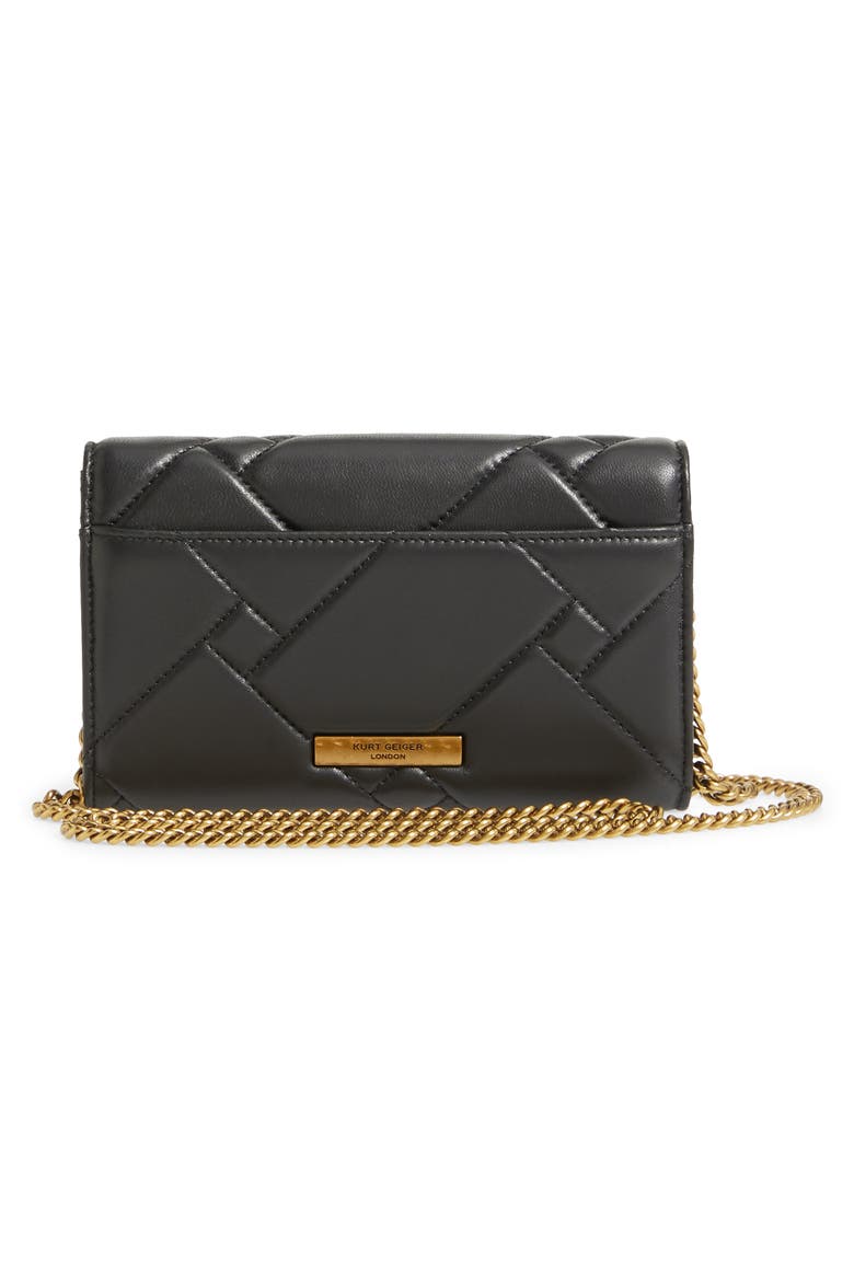 Kensington Quilted Leather Wallet on a Chain, Alternate, color, BLACK