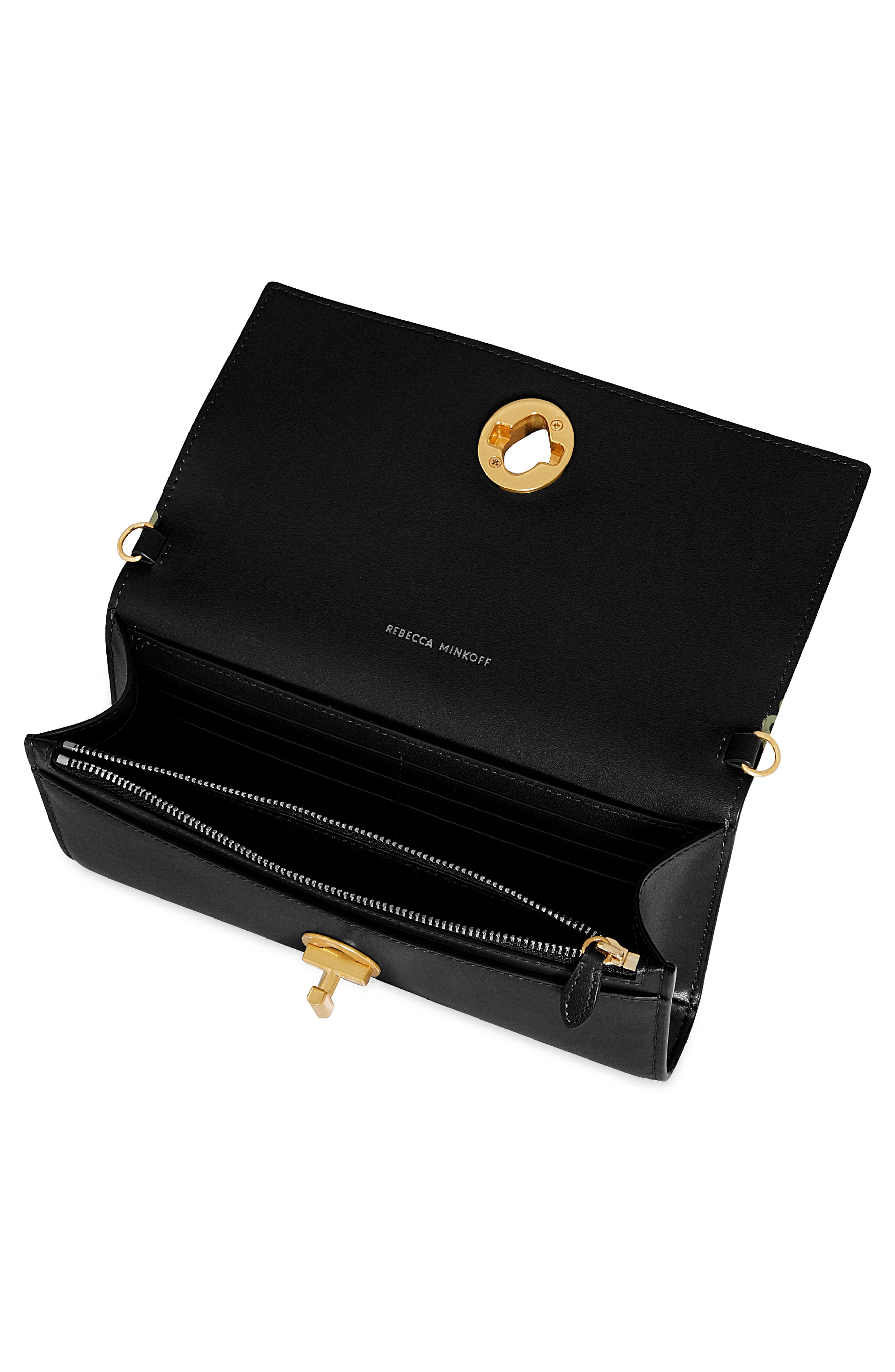 Rebecca Minkoff Chain Strap Crossbody Leather Wallet, Alternate, color, 