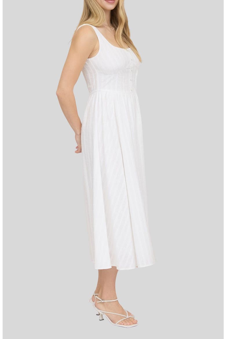 Swiss Dot Corset Midi Dress, Alternate, color, OFF WHITE