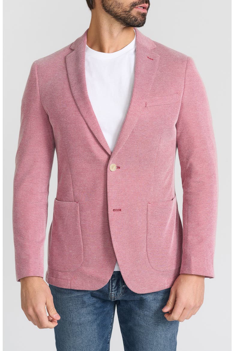 Notch Lapel Knit Blazer, Main, color, RED