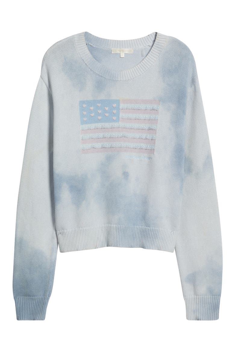 Ty Lace Flag Detail Cotton Sweater, Alternate, color, SELVEDGE SKY