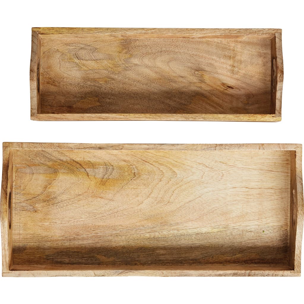 Storied Home Rectangle Mango Wood Trays In Brown