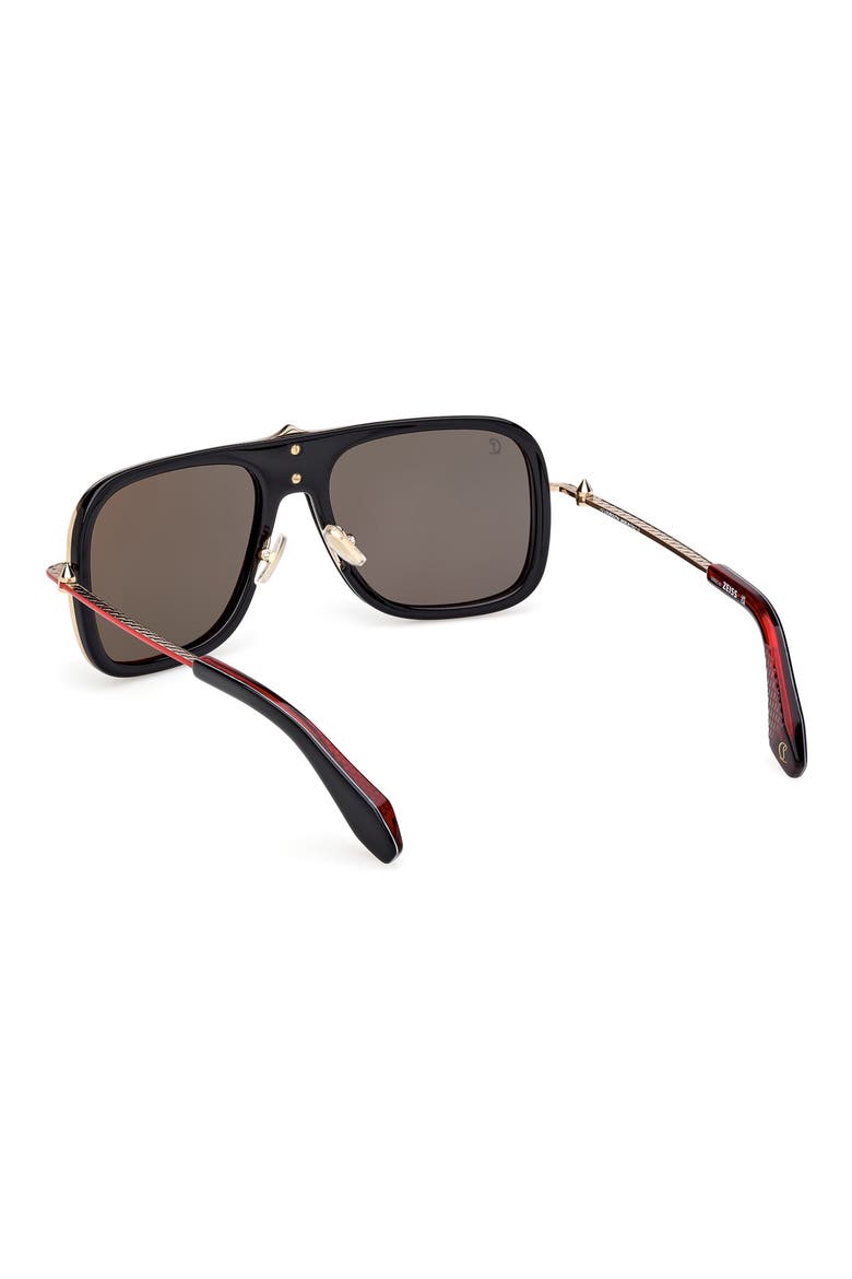 62mm Mirrored Navigator Sunglasses, Alternate, color, BLACK / GOLD RED ENAMEL