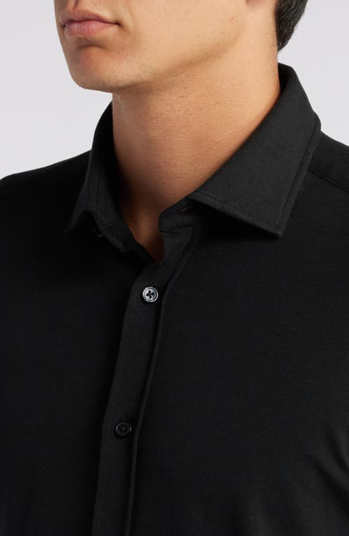 Hugo Boss Boss Roan Solid Stretch Cotton Button-up Shirt In Black