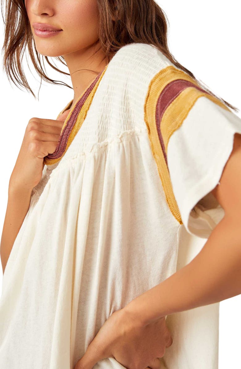 Free People MVP Stripe Detail Cotton Knit Top, Alternate, color, Vintage White Combo