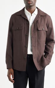 BOSS C-Carper Camp Collar Linen Button-Up Shirt