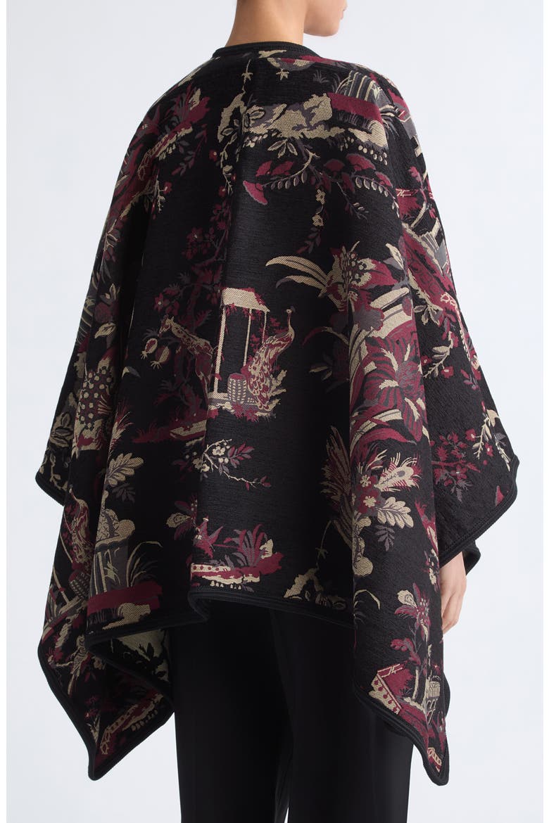 Reversible Jacquard Cape, Alternate, color, BLACK