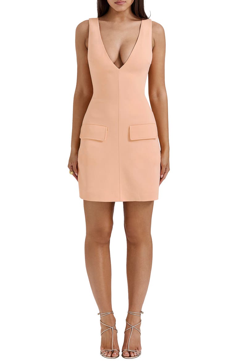 Olympia Sleeveless Cocktail Minidress, Main, color, PEACH NECTAR