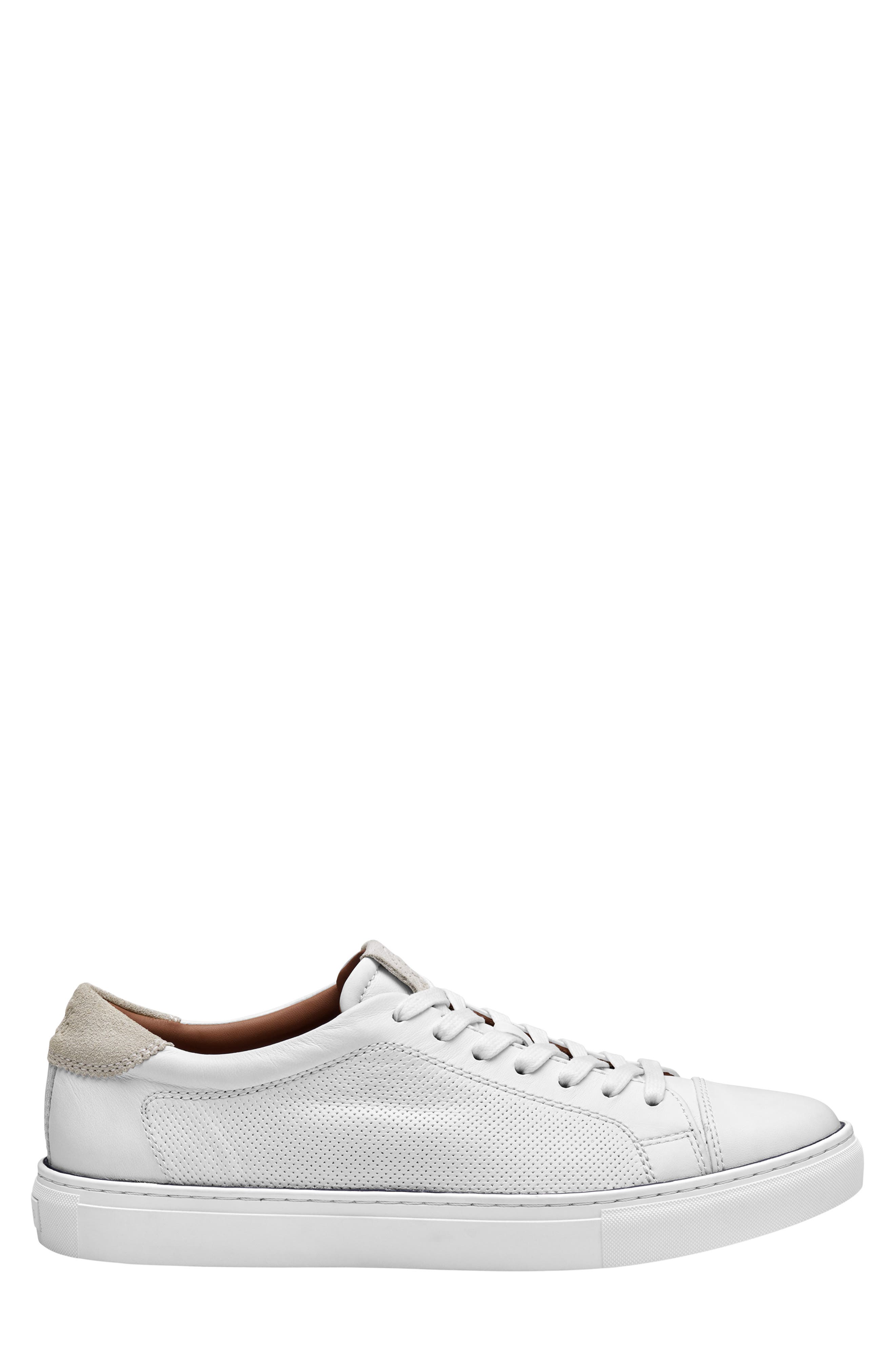 Luther Perforated Leather Low Top Sneaker, Alternate, color, WHITE SHEEPSKIN