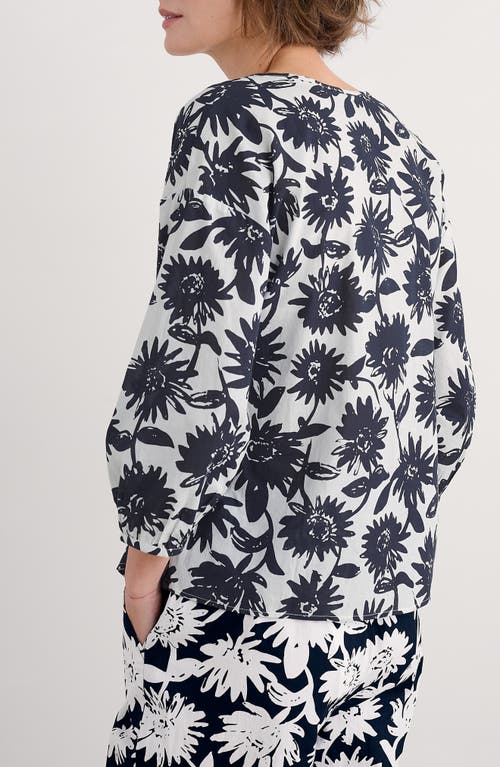 Seasalt Cornwall Streamlet Floral Organic Cotton Swing Top In Daisy Shadow Chalk
