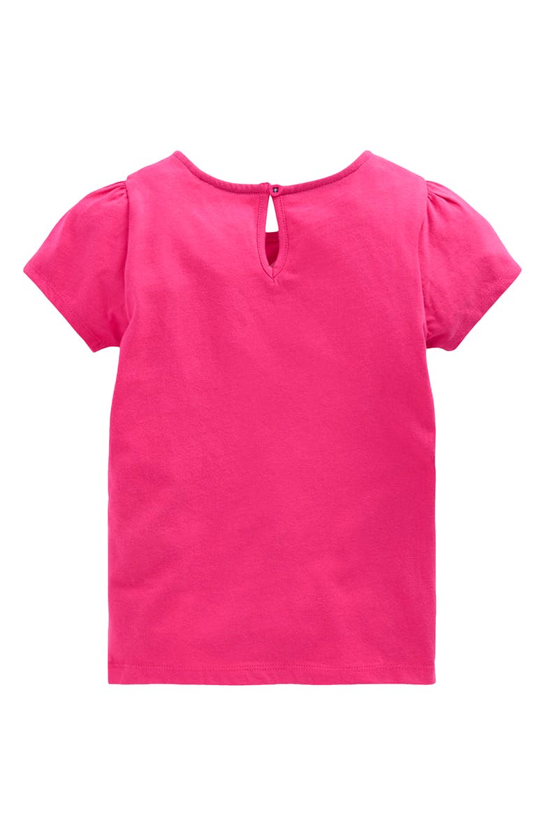 Mini Boden Kids' Jungle Puff Sleeve Top, Alternate, color, Raspberry Pink Leopard