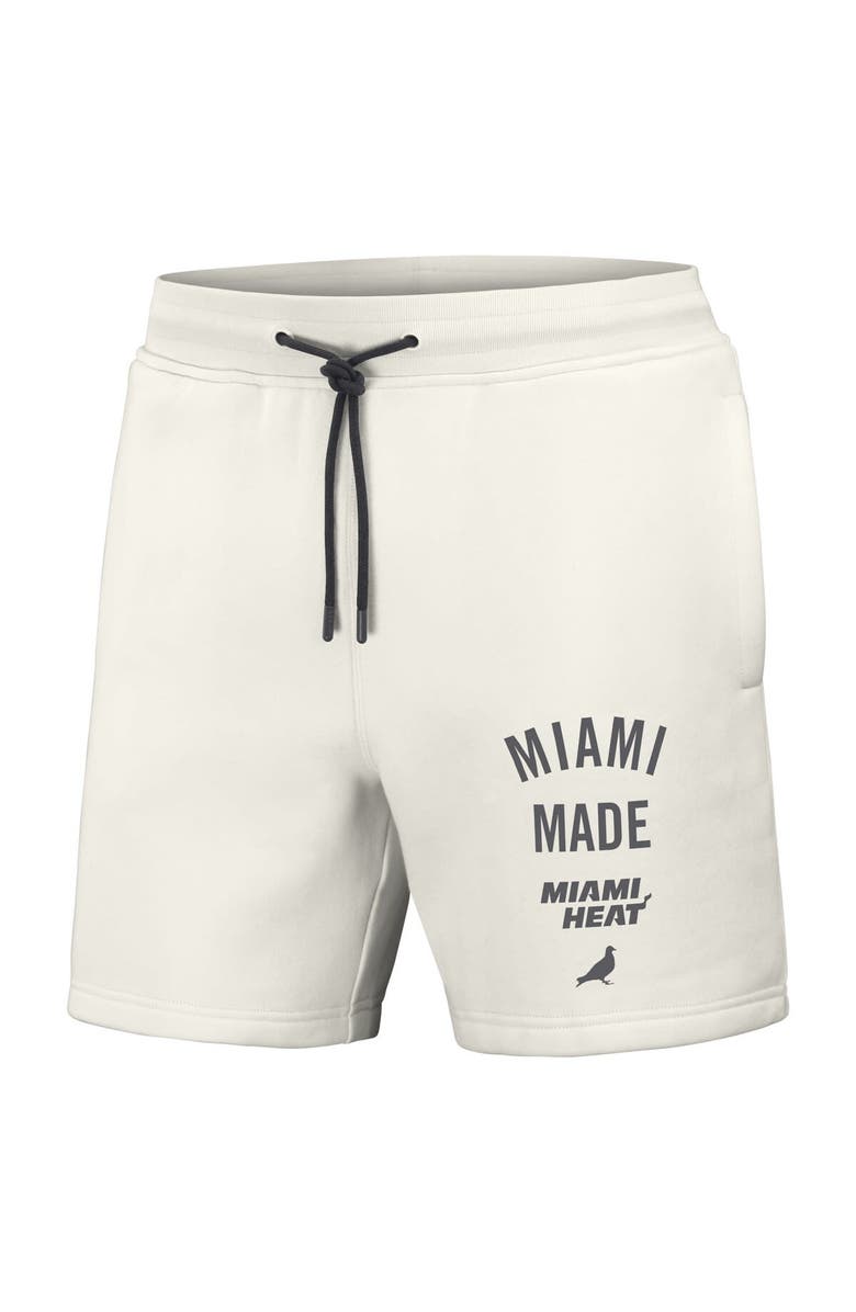 STAPLE Men's NBA x Staple Cream Miami Heat Heavyweight Fleece Shorts, Alternate, color, 