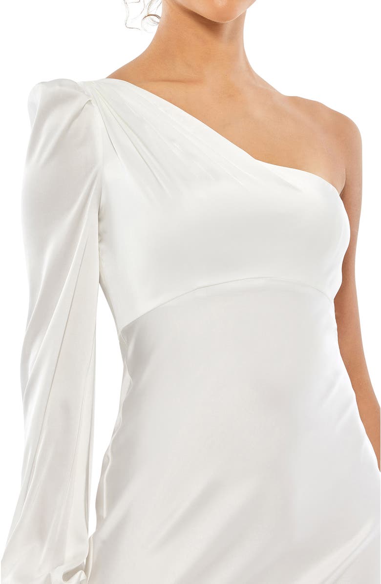 Mac Duggal One Shoulder Blouson Sleeve Gown, Alternate, color, White