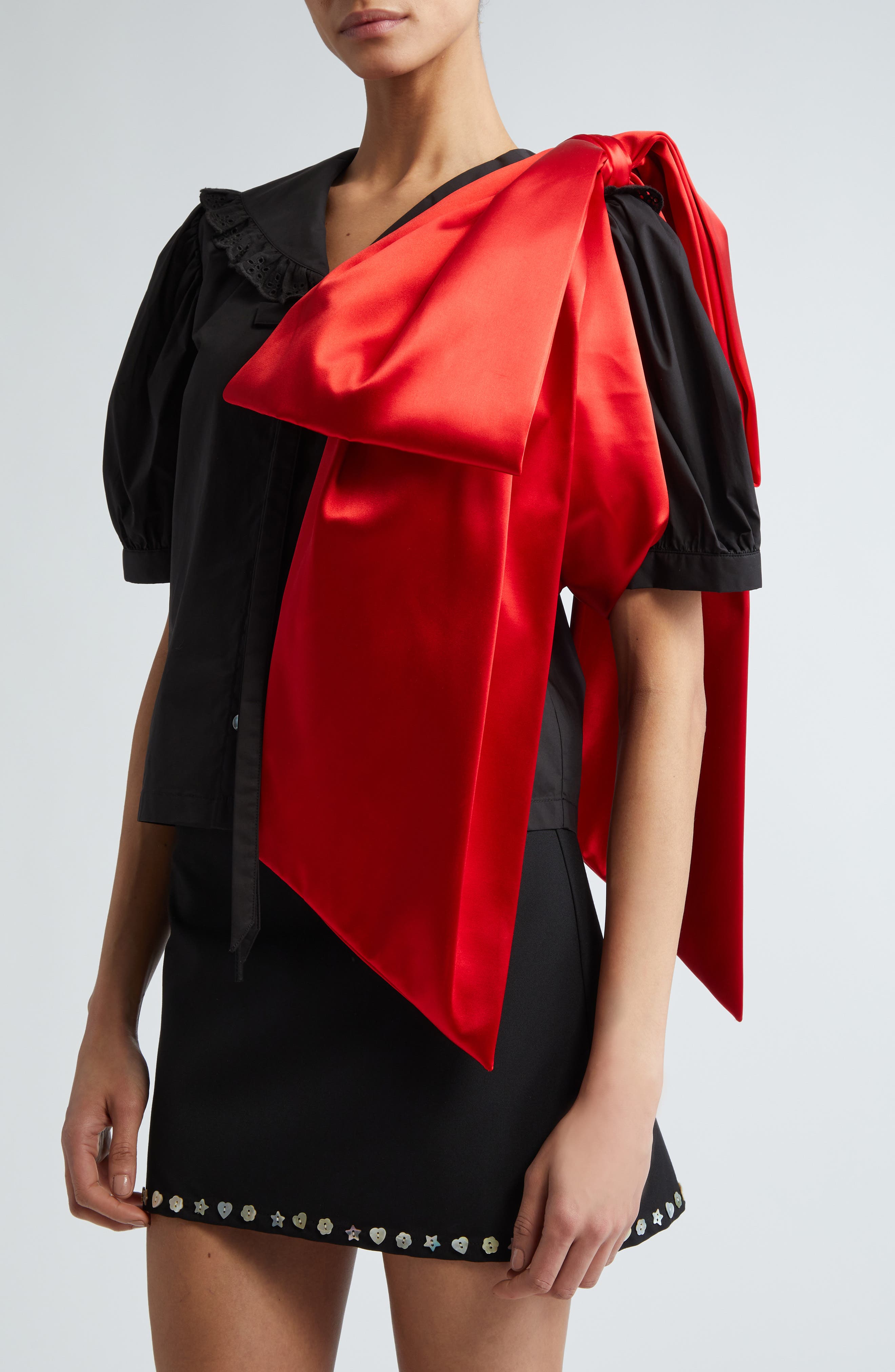 Sandy Liang Small Regalo Satin Handbag, Alternate, color, 