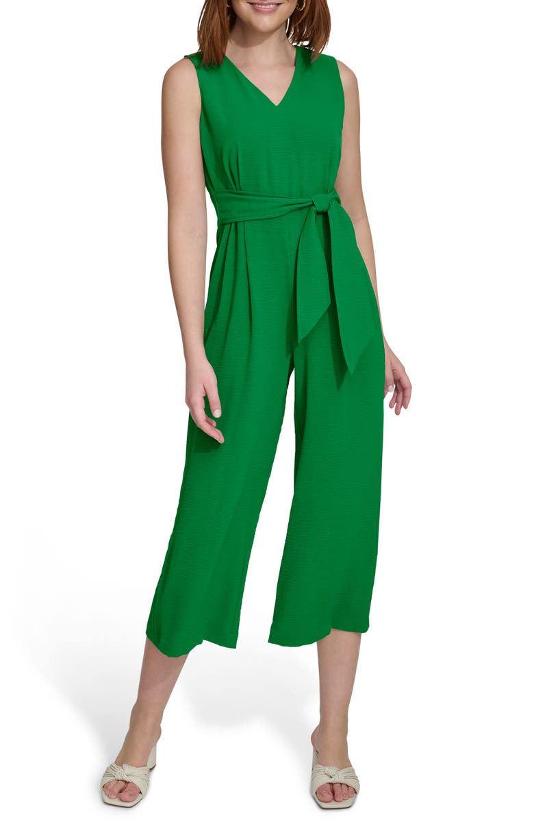 Calvin Klein V-Neck Sleeveless Crop Wide Leg Jumpsuit, Main, color,