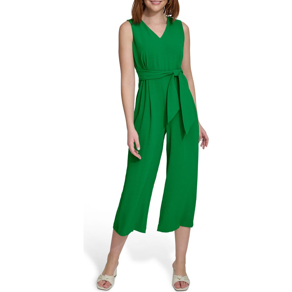 Calvin Klein V-neck Sleeveless Crop Wide Leg Jumpsuit