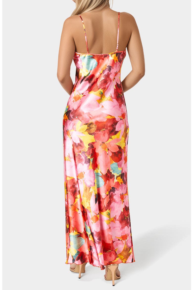 Bias Cut Satin Maxi Dress, Alternate, color, PINK / ORANGE