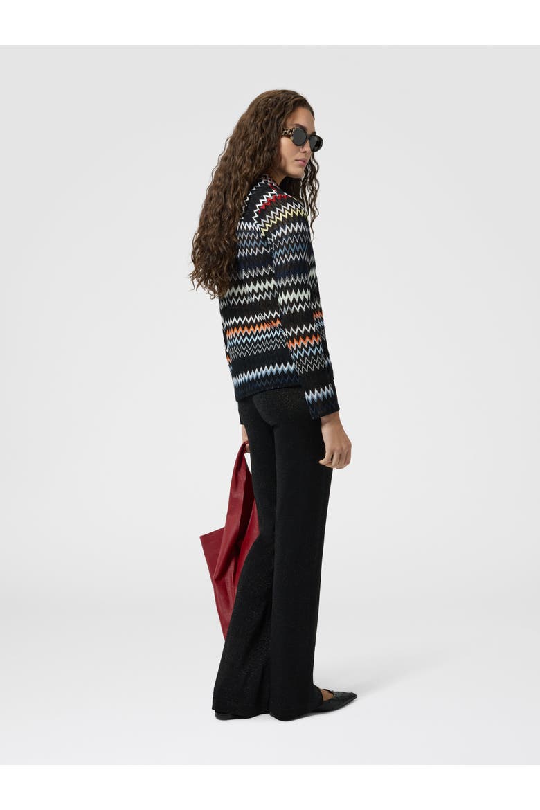 Lamé Fabric Flare Trousers, Alternate, color, Black