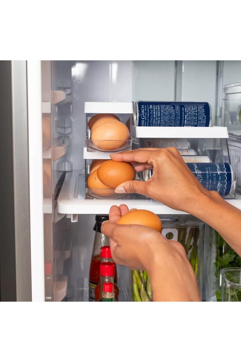 Rolling Clear Stackable Egg Holder Organizer, Alternate, color, Clear/White