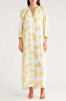 AREA STARS Lyn Raw Hem Kaftan Maxi Dress