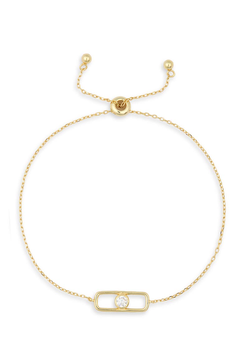 Round Cubic Zirconia Charm Slider Bracelet, Main, color, GOLD