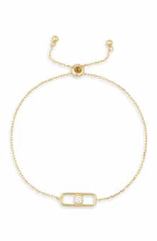 Argento Vivo Sterling Silver Round Cubic Zirconia Charm Slider Bracelet