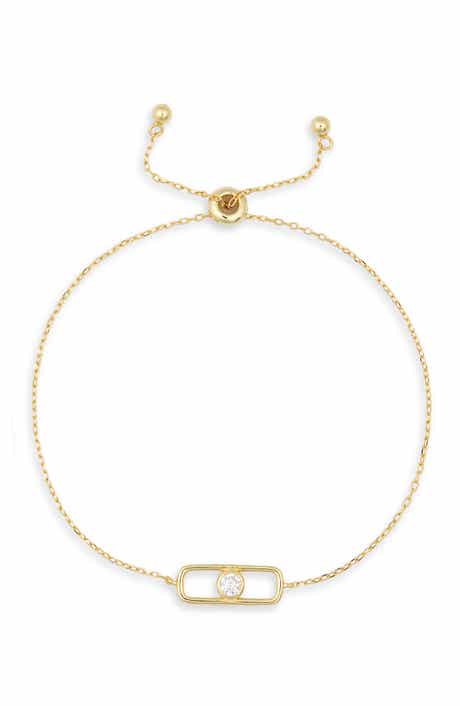 Argento Vivo Sterling Silver Round Cubic Zirconia Charm Slider Bracelet