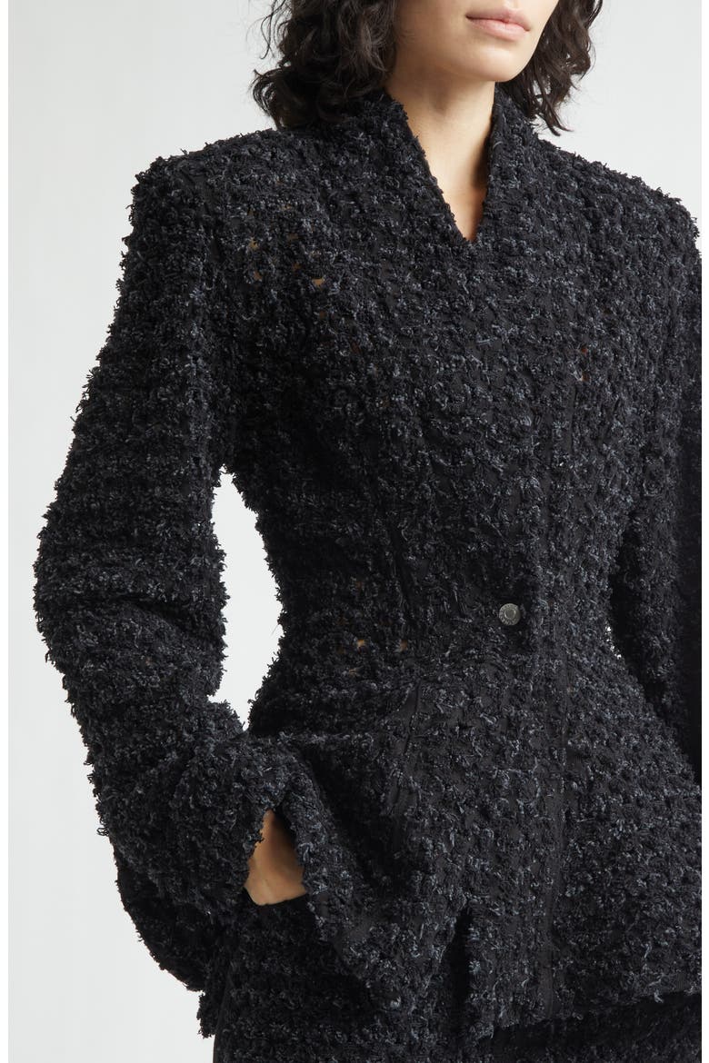 Laser Bouclé Denim Hourglass Jacket, Alternate, color, BLACK