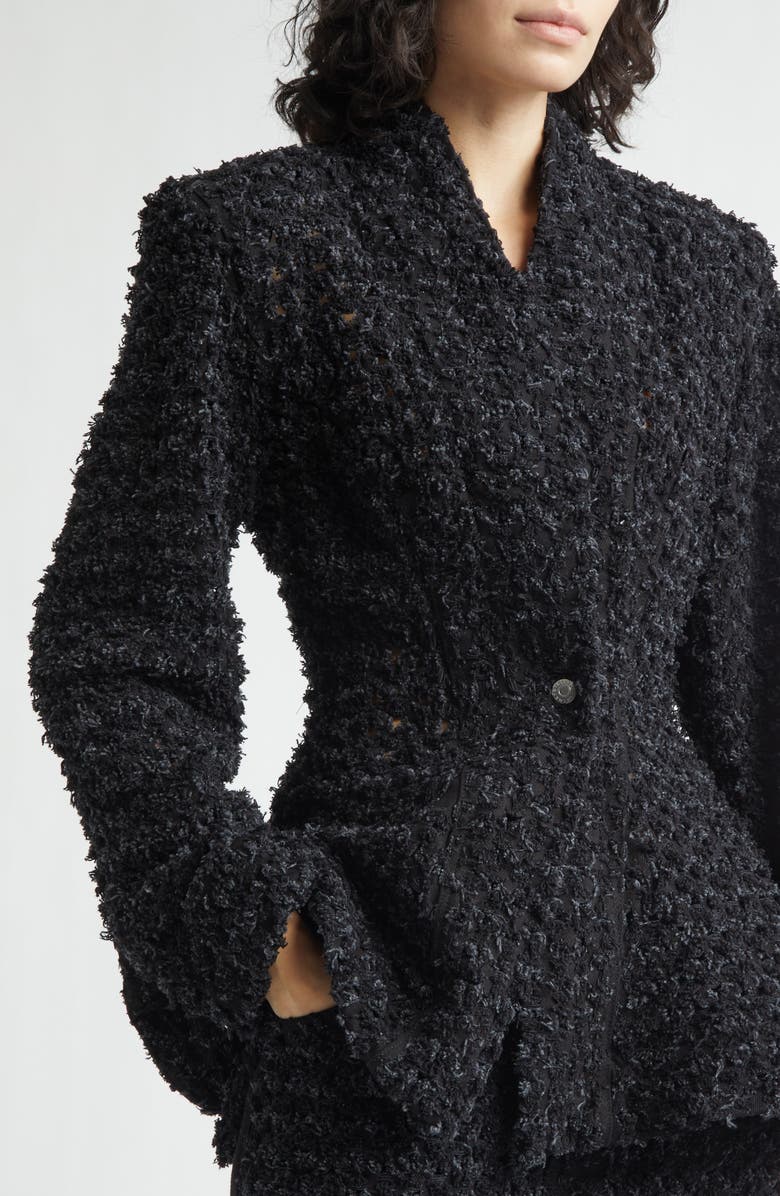 Stella McCartney Laser Bouclé Denim Hourglass Jacket, Alternate, color, Black