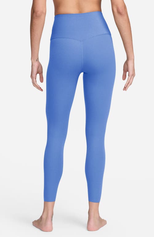 Nike Zenvy Gentle Support High Waist Rib Leggings In Blue