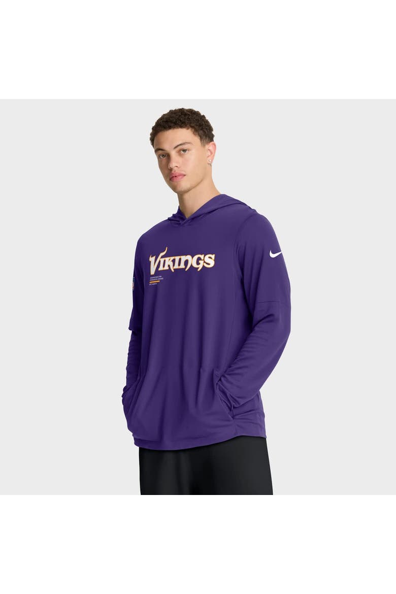 Men's Nike Purple Minnesota Vikings Sideline Pure Fury Performance Long Sleeve Hoodie T-Shirt, Alternate, color, Purple