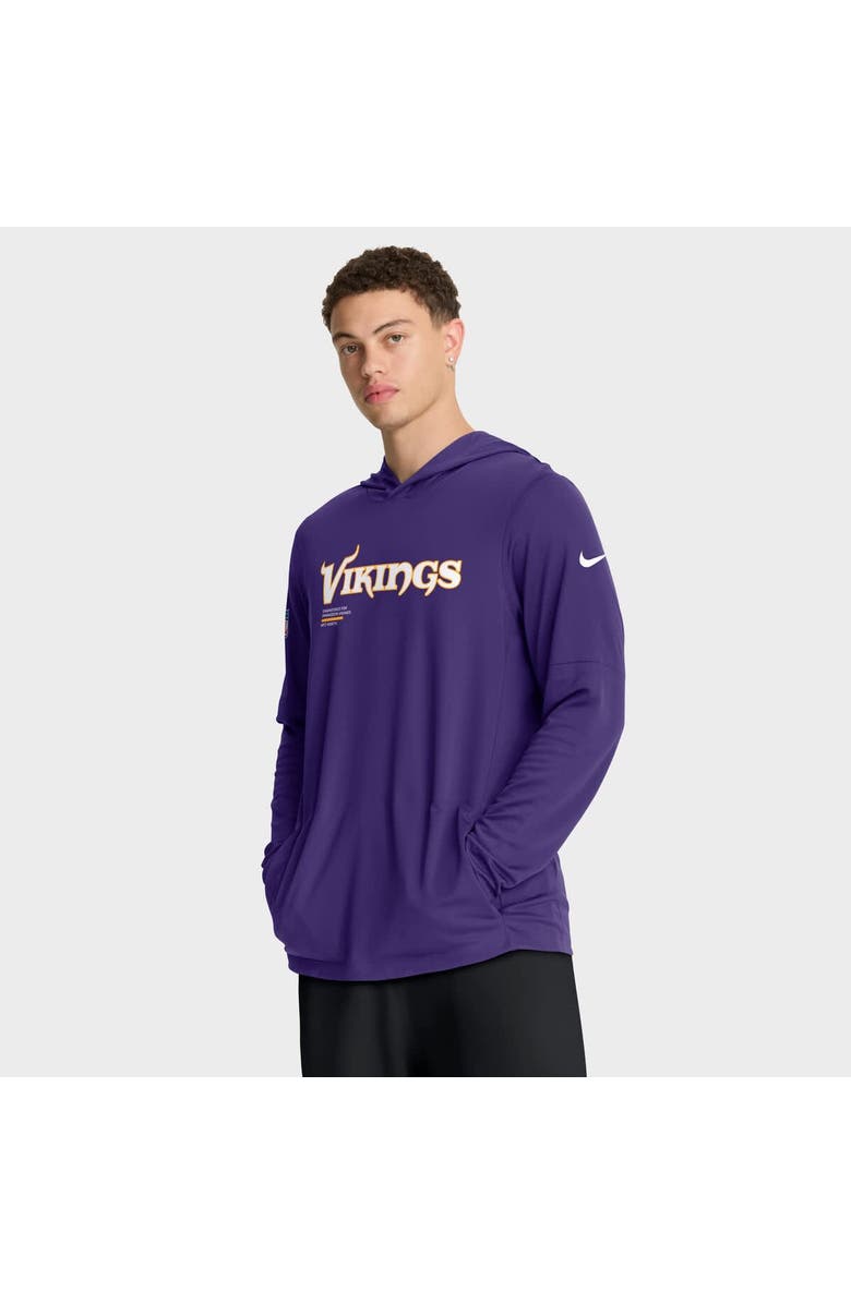 Nike Men's Nike Purple Minnesota Vikings Sideline Pure Fury Performance Long Sleeve Hoodie T-Shirt, Alternate, color, Purple