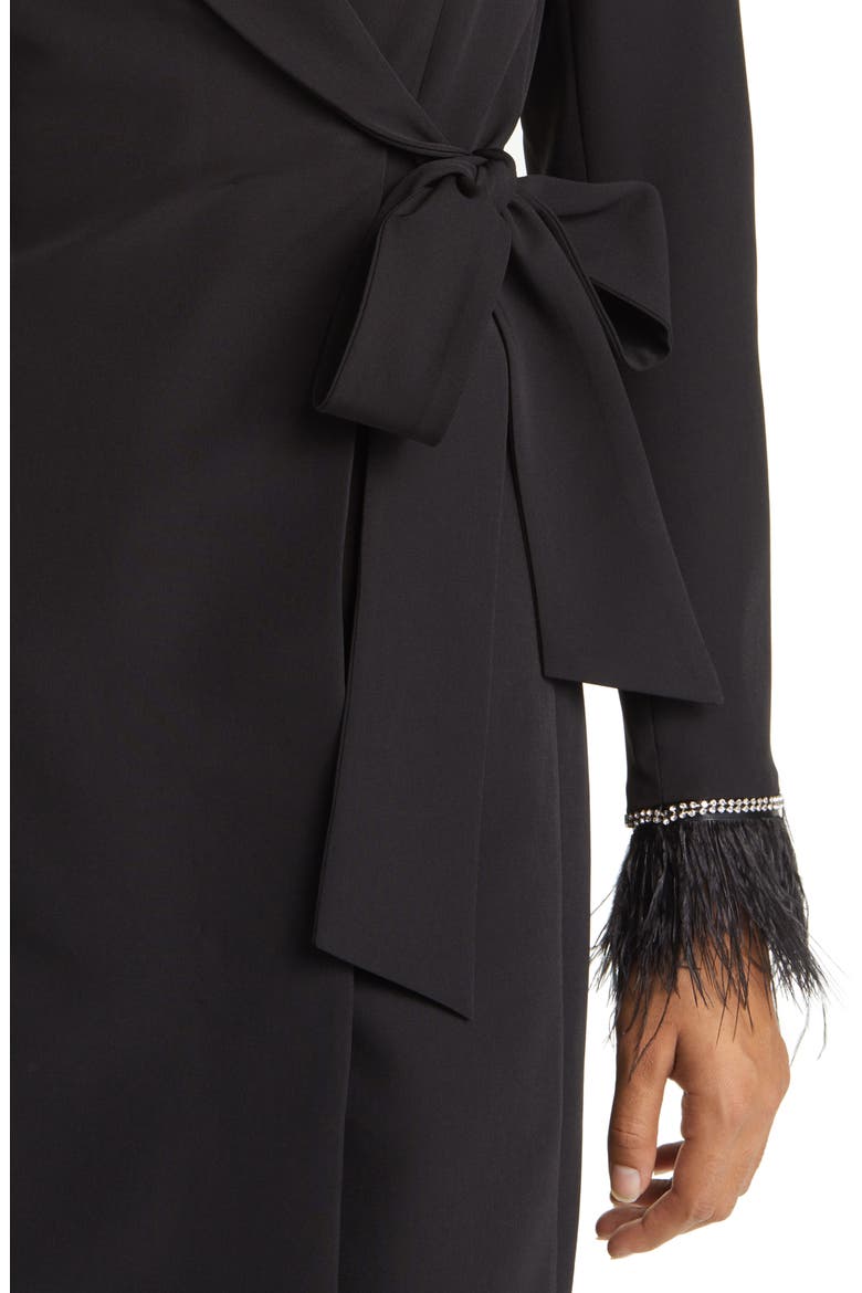 Tahari ASL Feather Cuff Long Sleeve Wrap Blazer Dress (Women ...