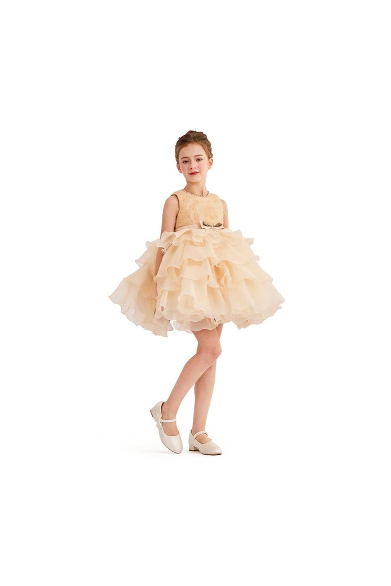 Floral Ruffle Occasion Dress, Alternate, color, Cream